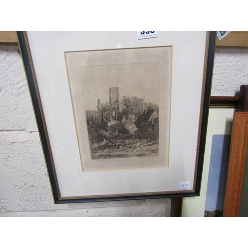 355 - FRAMED ENGRAVING OF ST. ALBANS ABBEY, VICTORIA HINE