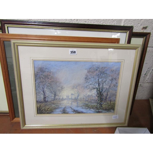 358 - QTY OF FRAMED PICTURES AND PRINTS TO INC. WATERCOLOURS