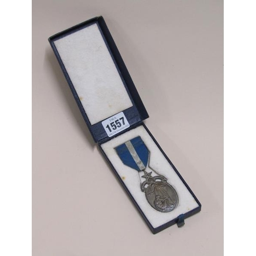 1557 - MASONIC SILVER HUMANITARIAN MEDAL WITH RIBBON