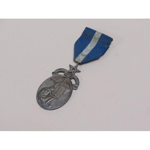 1557 - MASONIC SILVER HUMANITARIAN MEDAL WITH RIBBON