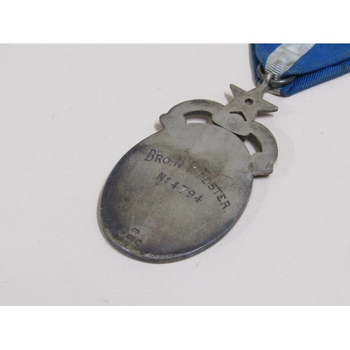 1557 - MASONIC SILVER HUMANITARIAN MEDAL WITH RIBBON