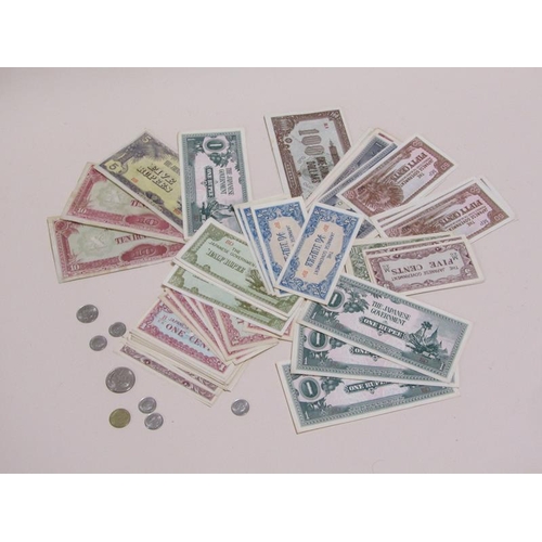 1564 - COLLECTION OF JAPANESE BANK NOTES AND SMALL QTY OF COINS