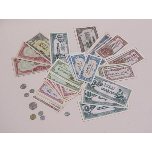 1564 - COLLECTION OF JAPANESE BANK NOTES AND SMALL QTY OF COINS