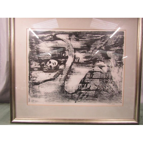 1209 - MOLAN - BLACK ON WHITE CONTEMPOARY PRINT, 68/125, F/G, 44CM X 56CM