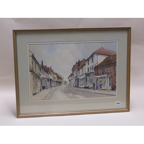 1247 - GEORGE SEER, GEORGE STREET ST. ALBANS, SIGNED WATERCOLOUR.  F/G 33 x 50 cms