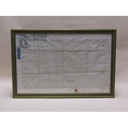 1255 - AN INDENTURE SIGNED BY ISAAC FOGG F/G 46 x 72 cms