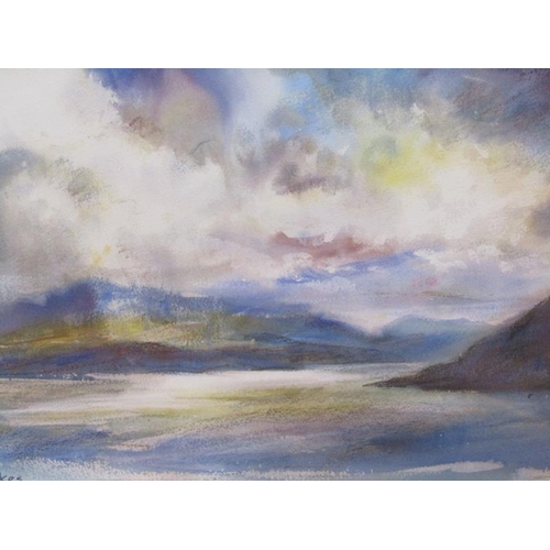 1268 - S BROOKES - LAKELAND LANDSCAPE WATERCOLOUR TOGETHER WITH A FRAMED COLOURED PRINT BY SHEILA McLOUD RO... 