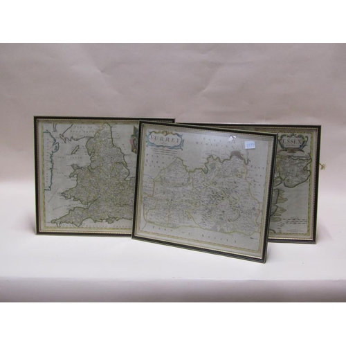 1283 - ROBERT MORDAN - FOUR F/G COLOURED ANTIQUE MAPS OF ESSEX, ENGLAND, SURREY AND SUSSEX