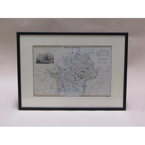 1301 - UNFRAMED ANTIQUE MAP OF HERTFORD; F/G ANTIQUE MAP OF HERTFORDSHIRE