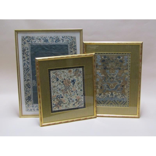 1307 - FOUR F/G ORIENTAL SILKWORK PICTURE PANELS - VARIOUS SUBJECTS