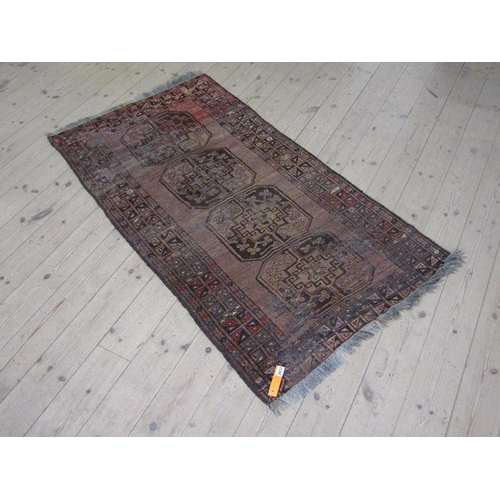 2037 - ORIENTAL WOOLLEN BROWN AND BLACK GROUND RUG