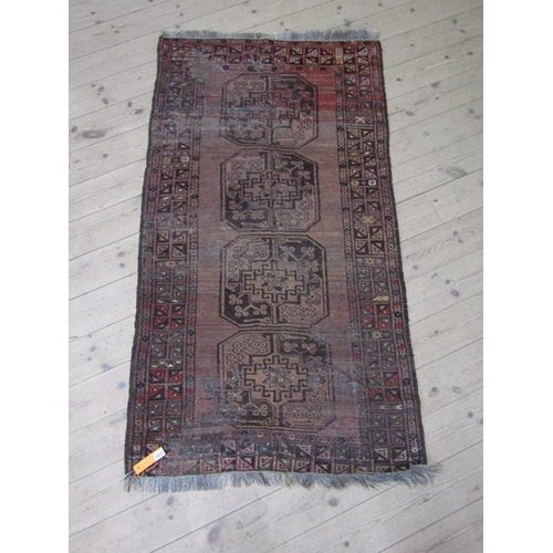 2037 - ORIENTAL WOOLLEN BROWN AND BLACK GROUND RUG