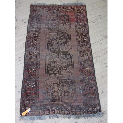 2037 - ORIENTAL WOOLLEN BROWN AND BLACK GROUND RUG