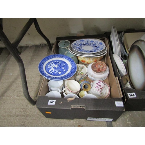 365 - BOX OF MIXED CHINA TO INC. BLUE AND WHITE