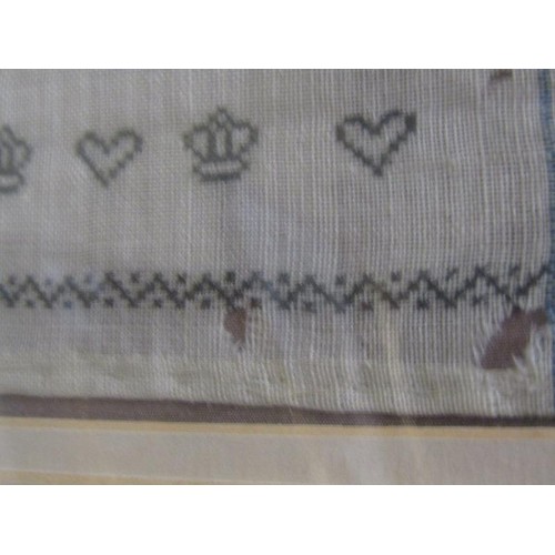 1298 - EARLY 19C NEEDLEWORK SAMPLER ELIZA WONTNER 1830 WITH ENGLAND COUNTIES AND CHIEF TOWNS, F/G, 38CM X 3... 