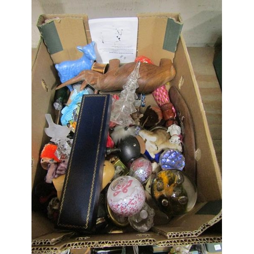 61 - BOX OF MISC TO INCL VINTAGE TIN, POOLE POTTERY ETC