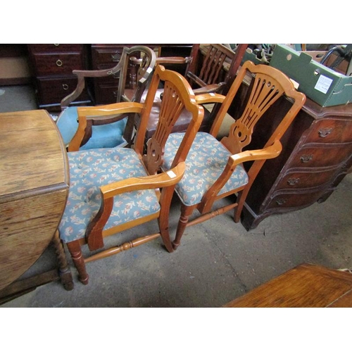 528 - TWO PINE FRAMED ARMCHAIRS