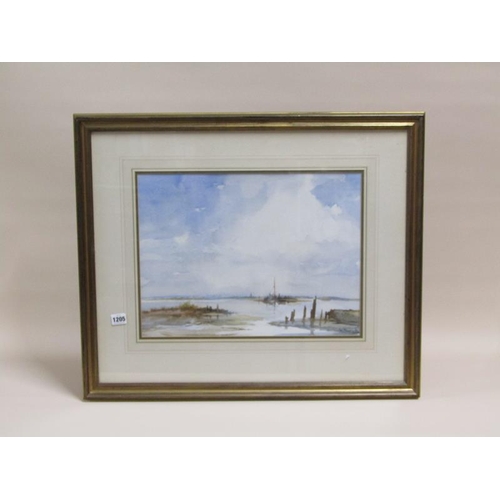 1205 - JOHN TAUNTON - EAST ANGLIAN COASTAL SCENE, FRAMED WATERCOLOUR, F/G, 35CM X 46CM