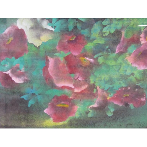 1213 - SIGNED AND DATED 89 - FLOWERS, F/G, 30CM X 41CM