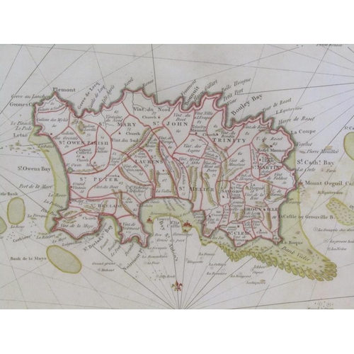 1219 - MAP OF THE ISLAND OF JERSEY, DRAWN FROM THE SURVEY OF PHILLIP DUMARESQ, F/G, 29CM X 39CM