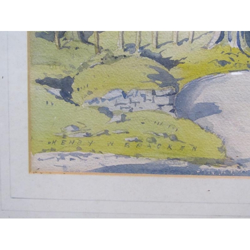 1222 - HENRY W BRACKEN - SCOTTISH BORDERS, SIGNED WATERCOLOUR, F/G, 36CM X 50CM