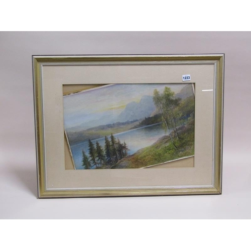 1223 - E A STOCK - ON LOCH, SIGNED WATERCOLOUR, F/G, 34CM X 52CM