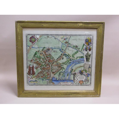 1248 - DON DOYLE-  LIMITED EDITION COLOURED PRINT, F/G, 34CM X 46CM; COLOURED MAP OF ETON COLLEGE