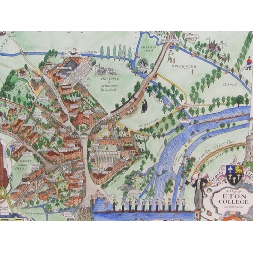 1248 - DON DOYLE-  LIMITED EDITION COLOURED PRINT, F/G, 34CM X 46CM; COLOURED MAP OF ETON COLLEGE