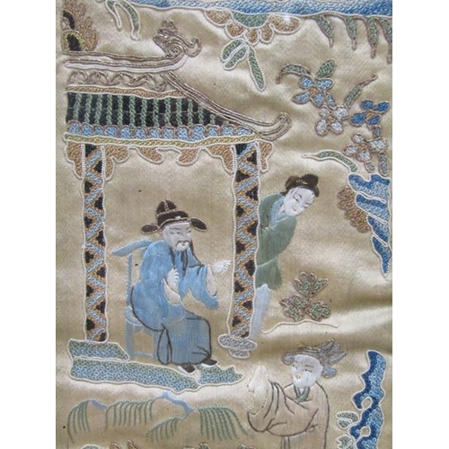 1273 - F/G ORIENTAL SILKWORK PANEL, 54CM X 11CM