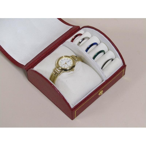 1476 - VIALLI LADIES GILT METAL WATCH WITH INTERCHANGEABLE BEZELS IN ORIGINAL BOX