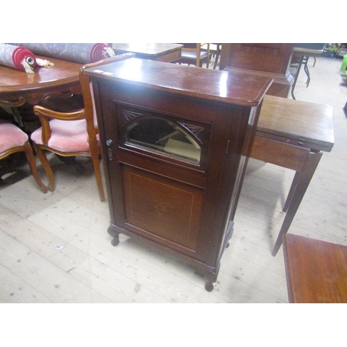 1777 - LATE VICTORIAN MAHOGANY MUSIC CABINET WITH MIRRORED DOOR