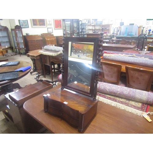 1790 - MAHOGANY TOILET MIRROR, BASE FITTED TWO DRAWERS, 44CM W, 73CM H