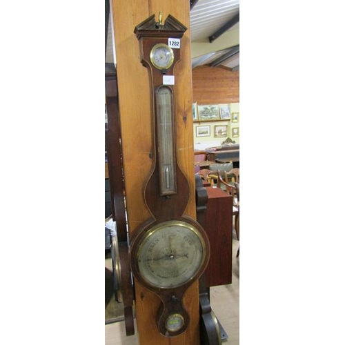 1282 - 19c BAROMETER WITH THERMOMETER GAUGE 95cms H