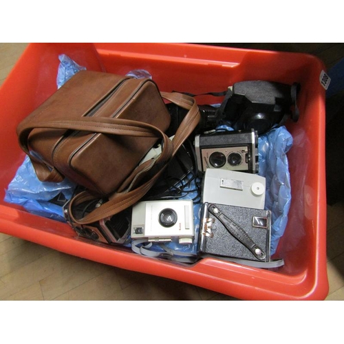 1308 - BOX OF MISC. CAMERAS AND EQUIPMENT