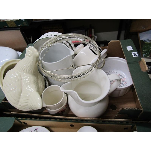 360 - BOX OF MIXED CERAMICS, CHEESE DISHES, JUGS ETC.