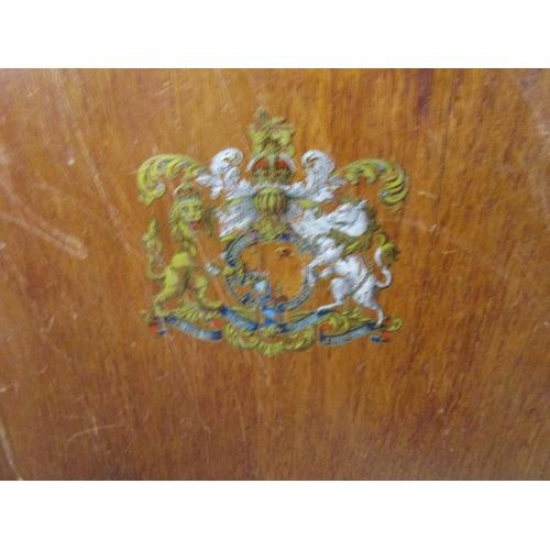 1342 - LATE 19/EARLY 20c MAHOGANY AMMUNITION/SECURITY BOX WITH ROYAL COAT OF ARMS AND SIDE CARRY HANDLES - ... 