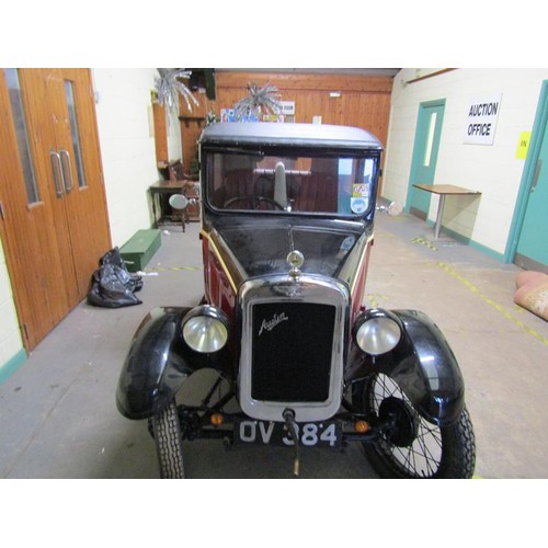 1277 - AUSTIN 7 MOTOR VEHICLE REGISTRATION OV384, 1931, 885CC