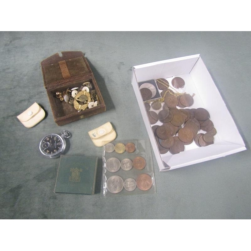 1577 - SMALL COLLECTION OF COINS, POCKET WATCH, FESTIVAL OF BRITAIN MEDAL ETC