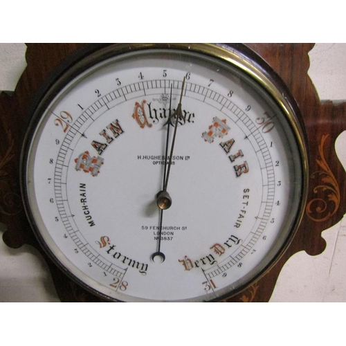 113 - LATE VICTORIAN/EDWARDIAN INLAID WALL BAROMETER