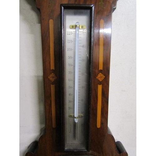 113 - LATE VICTORIAN/EDWARDIAN INLAID WALL BAROMETER