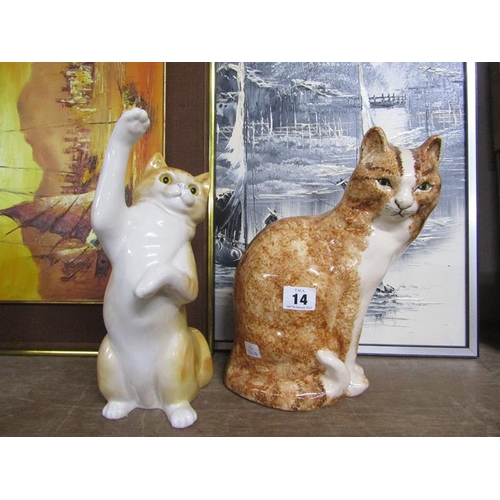 14 - TWO LARGE CERAMIC CATS