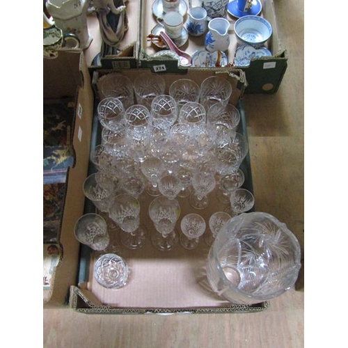 173 - CRYSTAL GLASSES, CHAMPAGNES, VASE