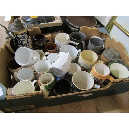 306 - PETWER AND CERAMIC TANKARDS AND MUGS