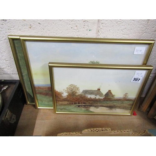 307 - THREE F/G WATERCOLOURS L BOLT RURAL SCENES