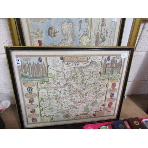 312 - QTY OF FRAMED MAPS