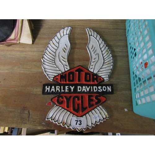 73 - REPLICA CAST METAL HARLEY DAVIDSON SIGN