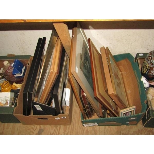 95 - TWO BOXES OF PICTURES AND PRINTS AND FRAMES