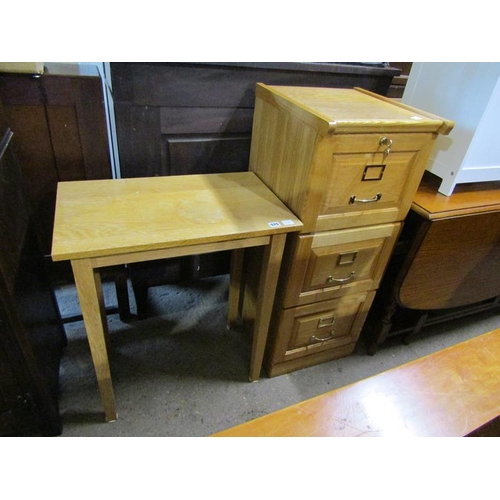 575 - OAK TABLE AND FILING CABINET