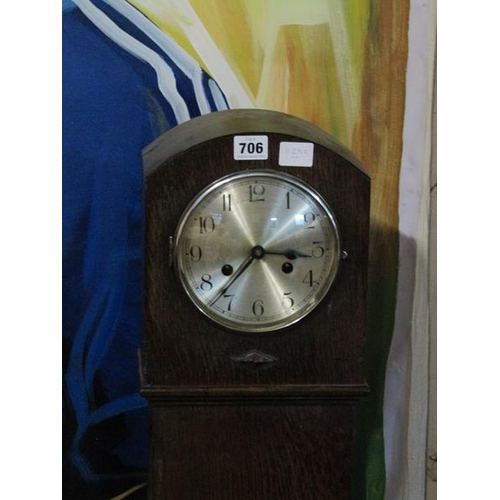 706 - OAK CASED GRANDMOTHER CLOCK