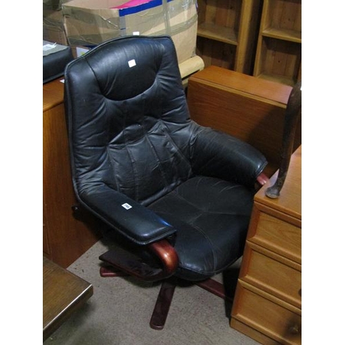 795 - LEATHER UPHOLSTERED SWIVEL CHAIR AND A STOOL